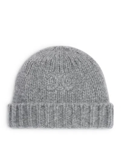 Celine Triomphe Beanie In Cashmere And Silk In Gray