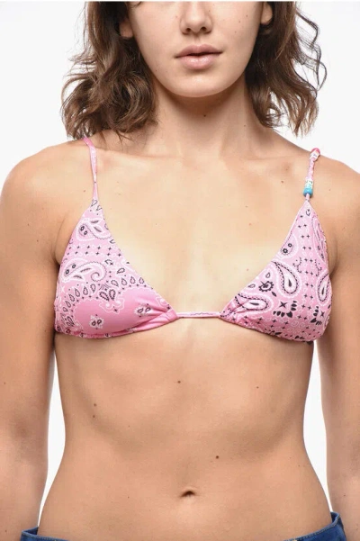 Mc2 Saint Barth Paisley Motif Norah Triangle Bikini Top In Pink