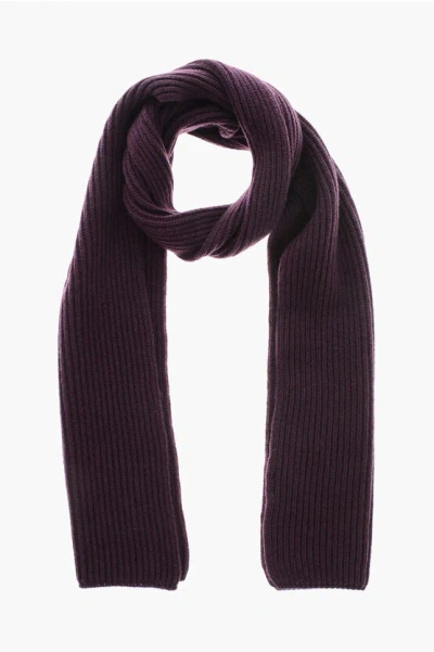 Malo Ribbed Pure Cashmere Scarf In Purple