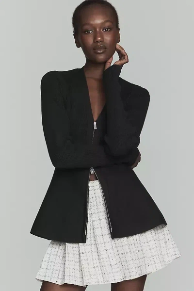 Aligne Faye Waisted Zip-up Cardigan Sweater In Black