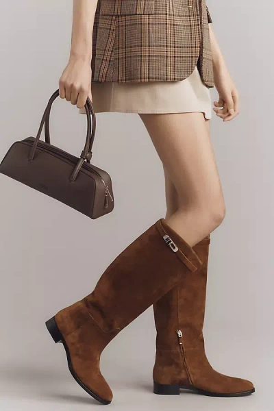 Lola Cruz Buckle Detail Riding Boots In Brown