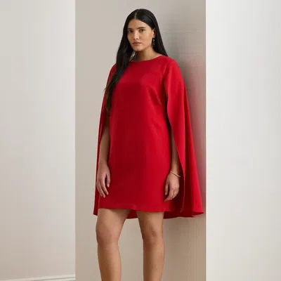 Lauren Woman Ralph Lauren Cape Georgette Cocktail Dress In Red