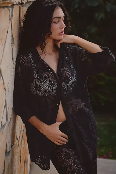 Farm Rio X Anthropologie Classic Buttondown Shirt In Black