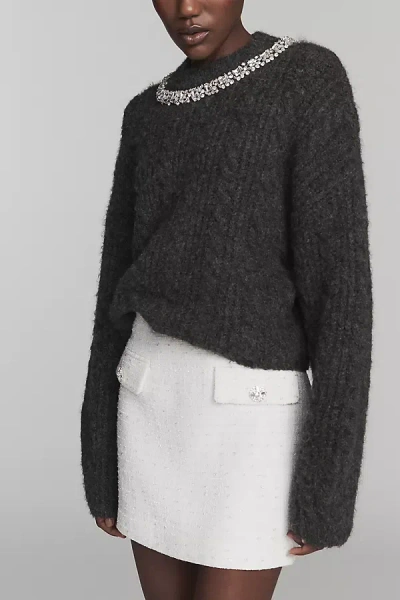 Endless Rose Jewel-embellished Crew-neck Sweater In Gray