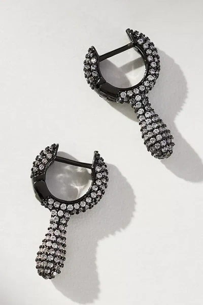 By Anthropologie Drippy Crystal Huggie Hoop Earrings In Silver