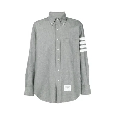 Pre-owned Thom Browne Straight Fit Shirt With 4 Bar In Chambray 'medium Grey' | Men's Size 4 In Gray