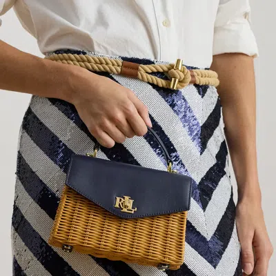 Ralph Lauren Rattan & Leather Small Farrah Satchel In Brown