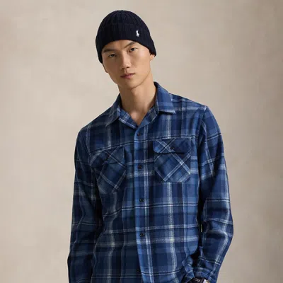 Ralph Lauren Classic Fit Plaid Wool Shirt In Blue