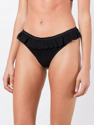 Shop Gilda & Pearl Bardot Frilled Trimmed Thong In Black