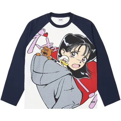 Pre-owned Palace Rear View Raglan Long-sleeve 'navy/mutlicolor' | Blue | Men's Size M