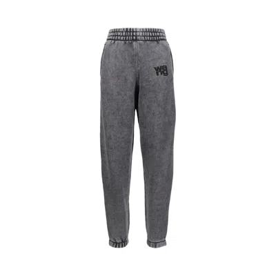 Pre-owned Alexander Wang Essential Terry Classic Puff Paint Logo Sweatpants 'washed Granite' | Grey | Women's  In Gray