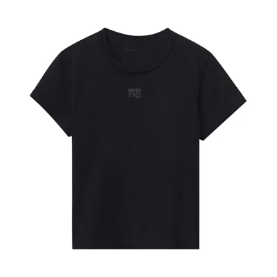Pre-owned Alexander Wang Essential Jersey Puff Logo Shrunk Tee 'black' | Women's Size Xs