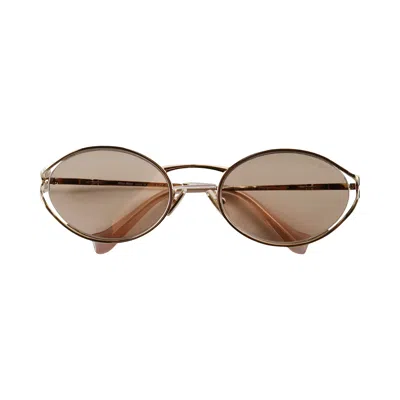Pre-owned Miu Miu Logo Sunglasses 'pale Gold' | Women's Size Onesize