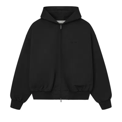 Pre-owned Essentials Fear Of God  Poly Twill Bomber Hoodie 'jet Black' | Men's Size S