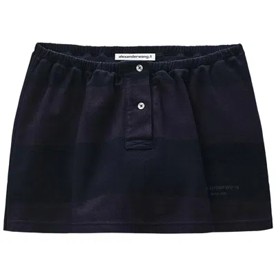 Pre-owned Alexander Wang Mini Deconstructed Polo Skort 'black Overdyed Stripe' | Women's Size Xs