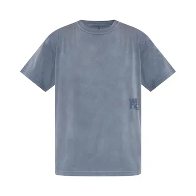 Pre-owned Alexander Wang Essential Jersey Puff Logo Short-sleeve Tee 'washed Blue Ink' | Women's Size L