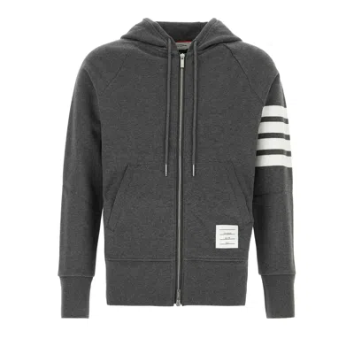 Pre-owned Thom Browne Classic Full Zip Hoodie In Classic Loopback With Engineered 4 Bar 'dark Grey' | Men's Si In Gray