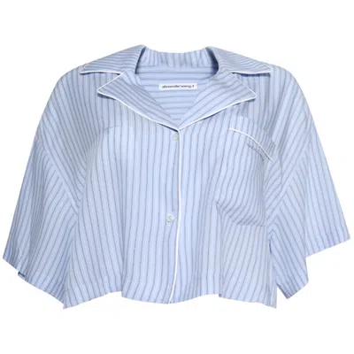 Pre-owned Alexander Wang Cropped Shirt 'oxford Blue Multi' | Women's Size Xs