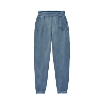 Pre-owned Alexander Wang Essential Terry Classic Puff Paint Logo Sweatpants 'washed Blue Ink' | Women's Size X