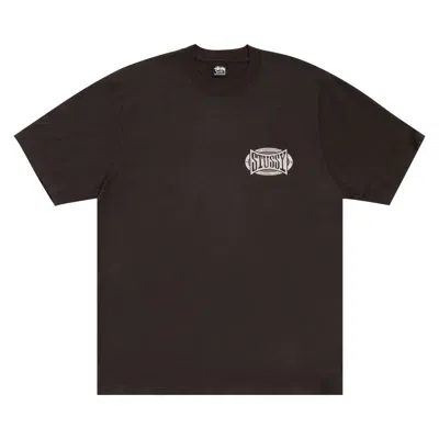Pre-owned Stussy Champion Oval Tee Pigment Dyed 'faded Black' | Men's Size S