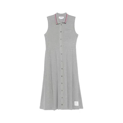 Pre-owned Thom Browne Sleeveless Pleated Bottom Polo Dress 'light Grey' | Women's Size 40 In Gray