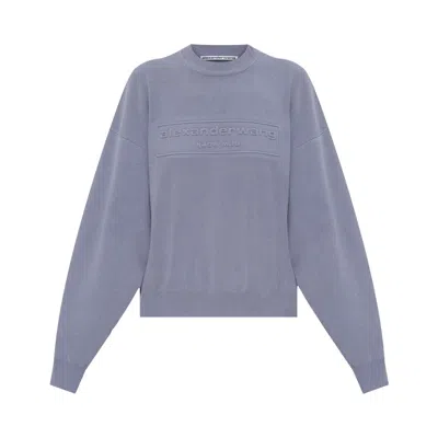 Pre-owned Alexander Wang Embossed Logo Ribbed Pullover 'lavender Grey' | Purple | Women's Size Xs