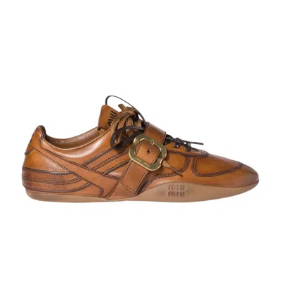 Pre-owned Miu Miu Wmns Buckle Sneaker 'cognac' | Brown | Women's Size 37
