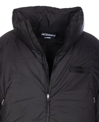 Jacquemus Padded High Neck Quilted Down Jacket In Black