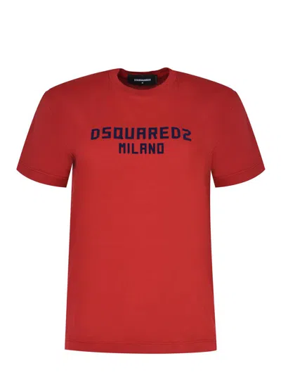 Dsquared2 Logo Printed Crewneck T-shirt In Red