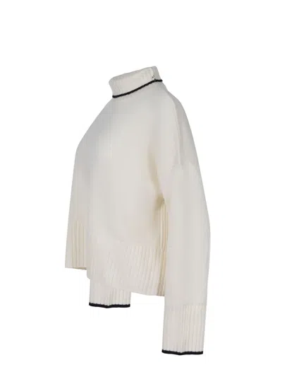 Pinko Falkland Pimped Neck Turtleneck Sweater In White