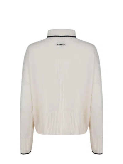 Pinko Falkland Pimped Neck Turtleneck Sweater In White