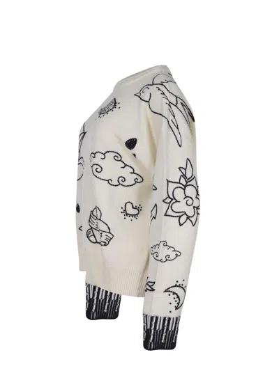 Pinko Andros Crew-neck Wool Sweater In Neutral