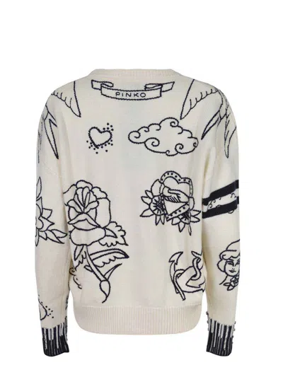 Pinko Andros Crew-neck Wool Sweater In Neutral