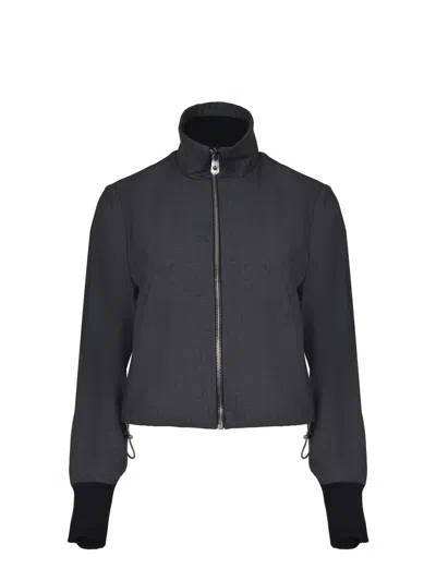 Pinko Cropped Jacket With Drawstring In Gray