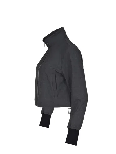 Pinko Cropped Jacket With Drawstring In Gray