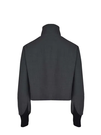 Pinko Cropped Jacket With Drawstring In Gray