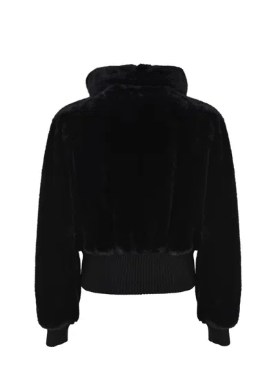 Pinko Bomber En Fourrure Synthétique In Black