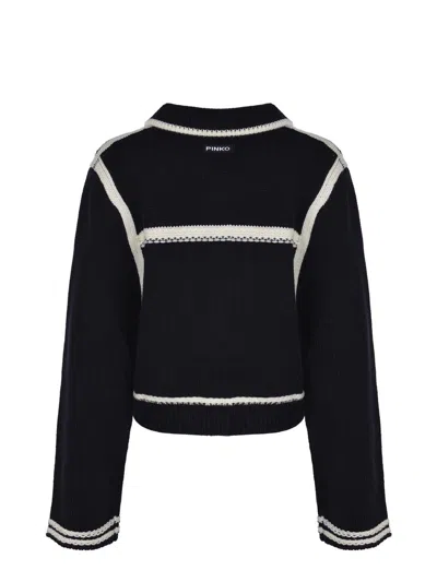 Pinko Sulcis Wool Cardigan In Black