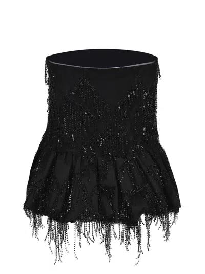 Rotate Birger Christensen Sequins Bubble Top In Black
