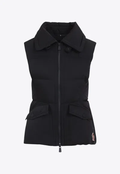 Moncler Padded High Collar Vest With Flap Pockets In Black