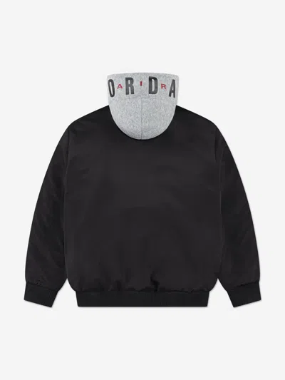 Jordan Kids Big Logo Hooded Bomber Jacket In Black