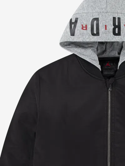 Jordan Kids Big Logo Hooded Bomber Jacket In Black