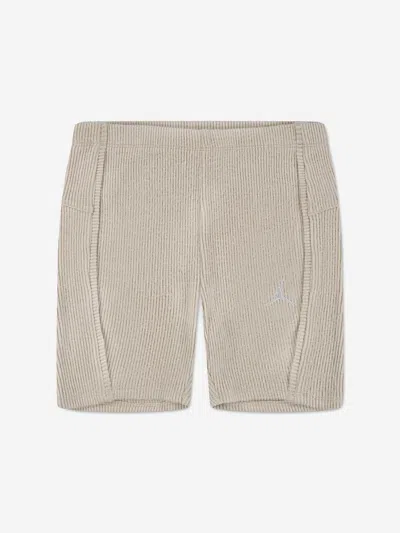 Jordan Girls Ribbed Bike Shorts In Brown