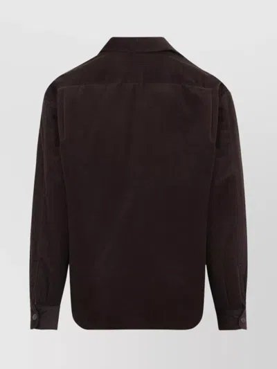 Prada Long Sleeve Corduroy Shirt Chest Pocket In Black