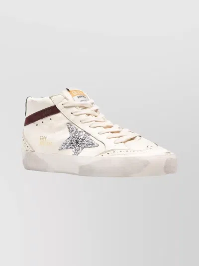 Golden Goose Low Top Sneakers With Glitter Star And Perforations In Gold