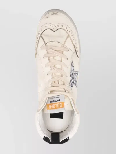 Golden Goose Low Top Sneakers With Glitter Star And Perforations In Gold