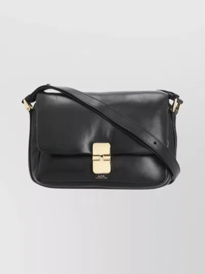Apc Rectangular Shoulder Bag Gold-tone Hardware In Black