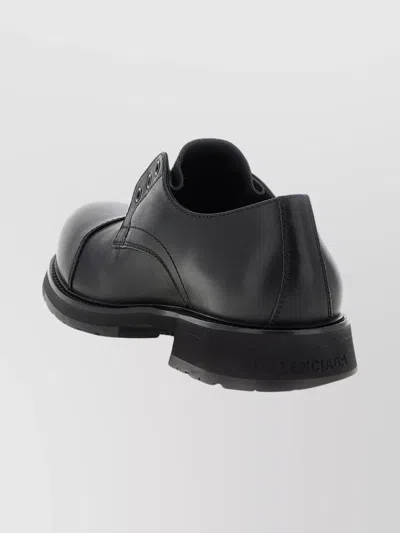 Balenciaga Black Truck Leather Derby Shoes In Black