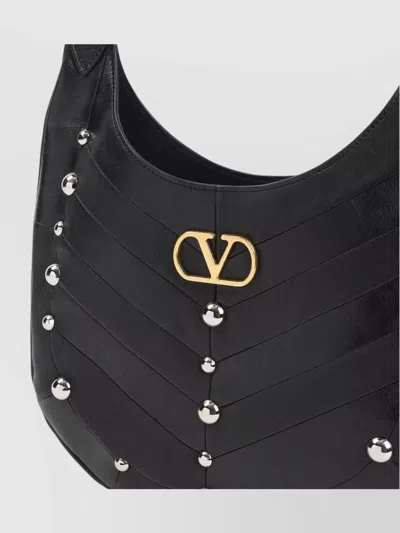 Valentino Garavani Small Hoboho Chevron Quilted Shoulder Bag With Studs In Black