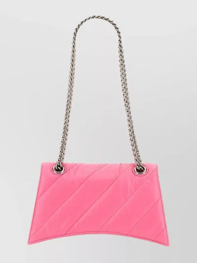 Balenciaga Small Crush Quilted Chain Shoulder Bag In Pink